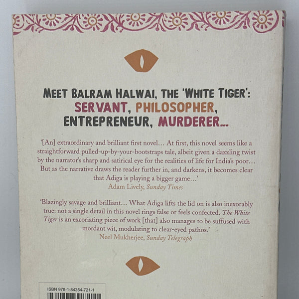 Aravind Adiga The White Tiger Actual back cover used books