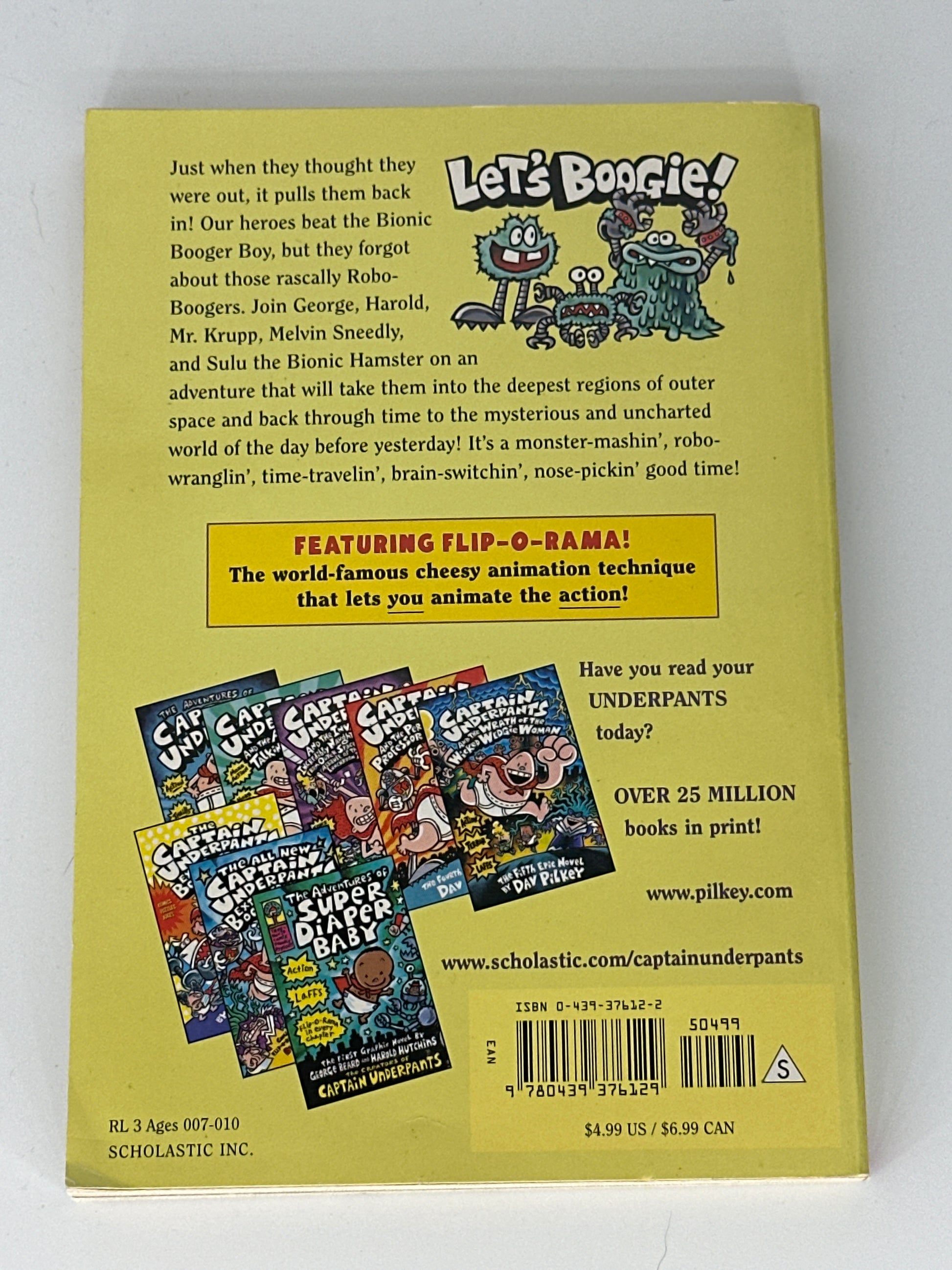 Dav Pilkey Captain Underpants and the Big, Bad Battle of the Bionic Booger Boy, Part 2: The Revenge of the Ridiculous Robo-Boogers back cover used books