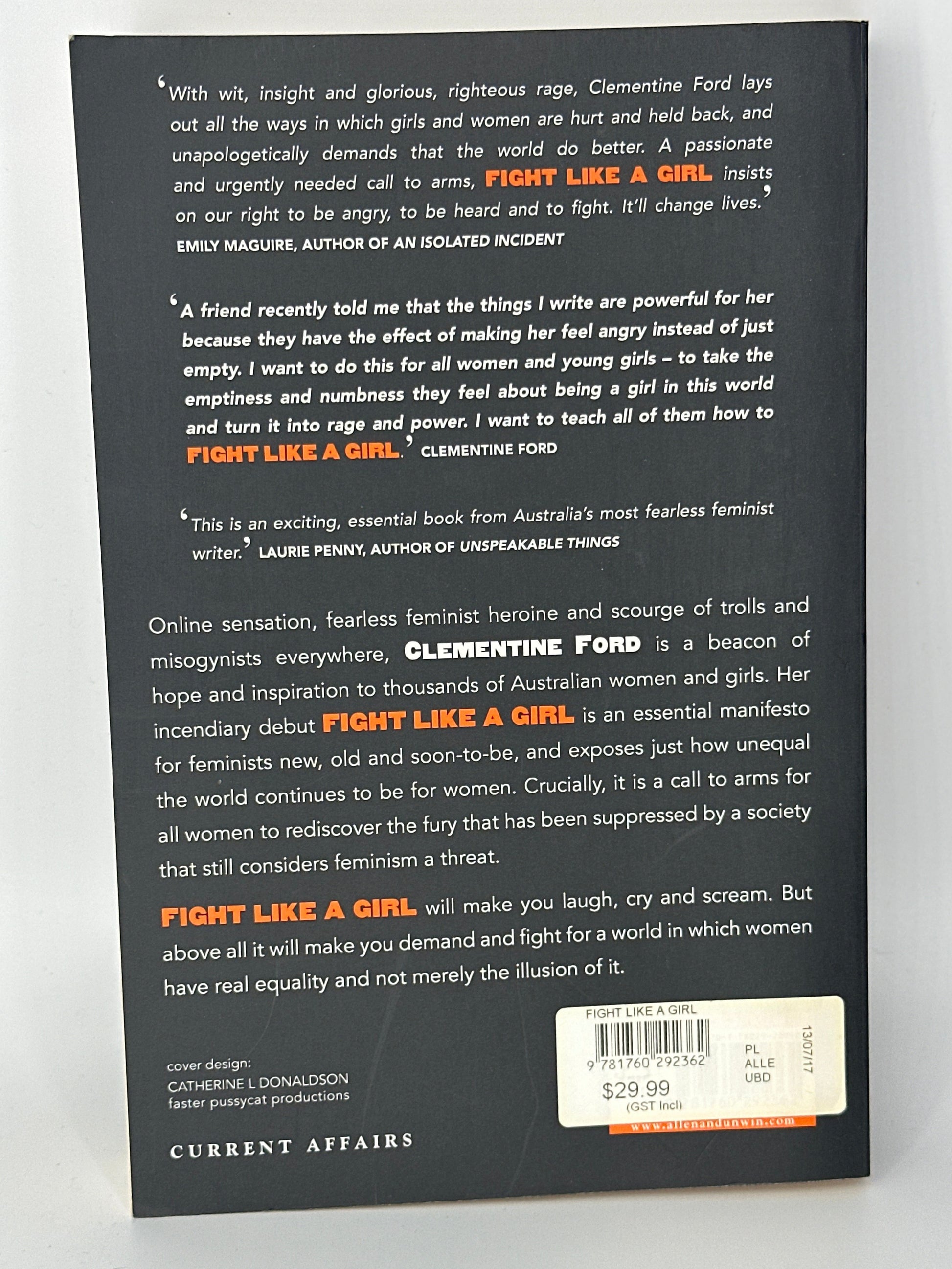 Clementine Ford Fight Like a Girl actual back cover used books