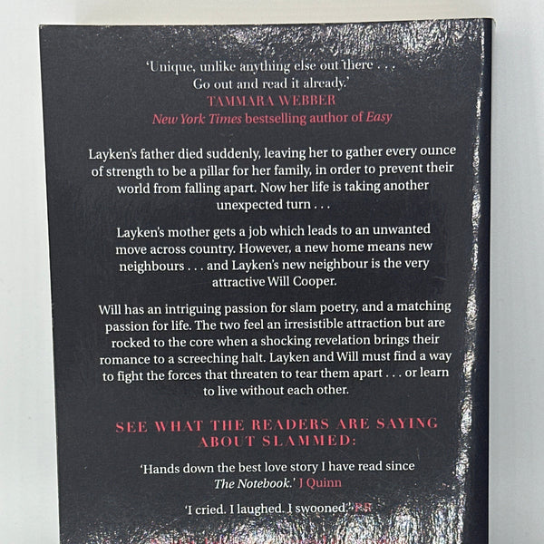 Colleen Hoover Slammed actual back cover used books