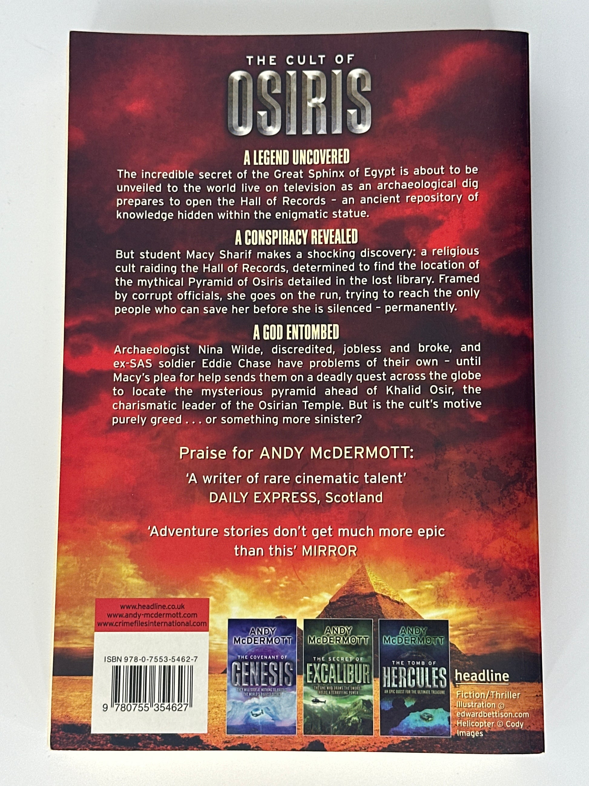 Andy McDermott The Cult of Osiris (Wilde/Chase 5) back cover image