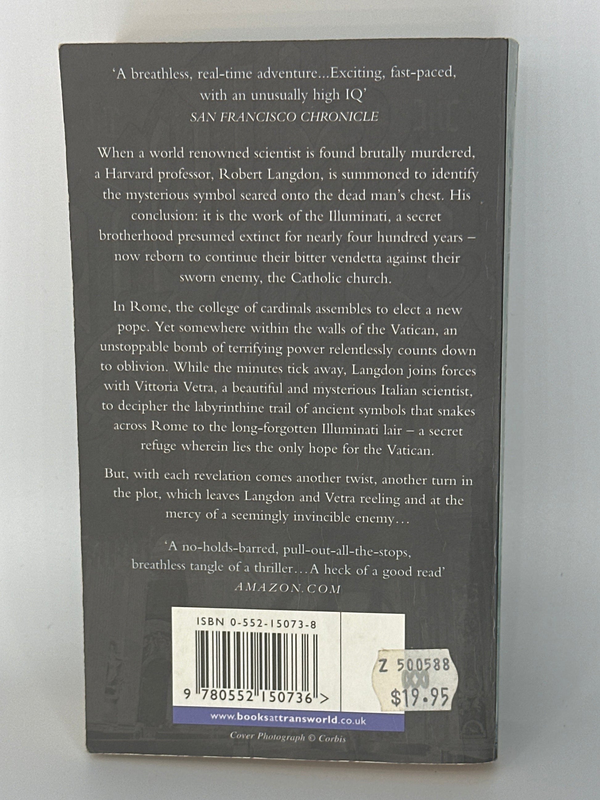 Dan Brown Angels And Demons actual back cover used books