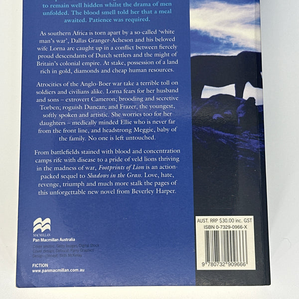 Beverley Harper Footprints of Lion back cover image