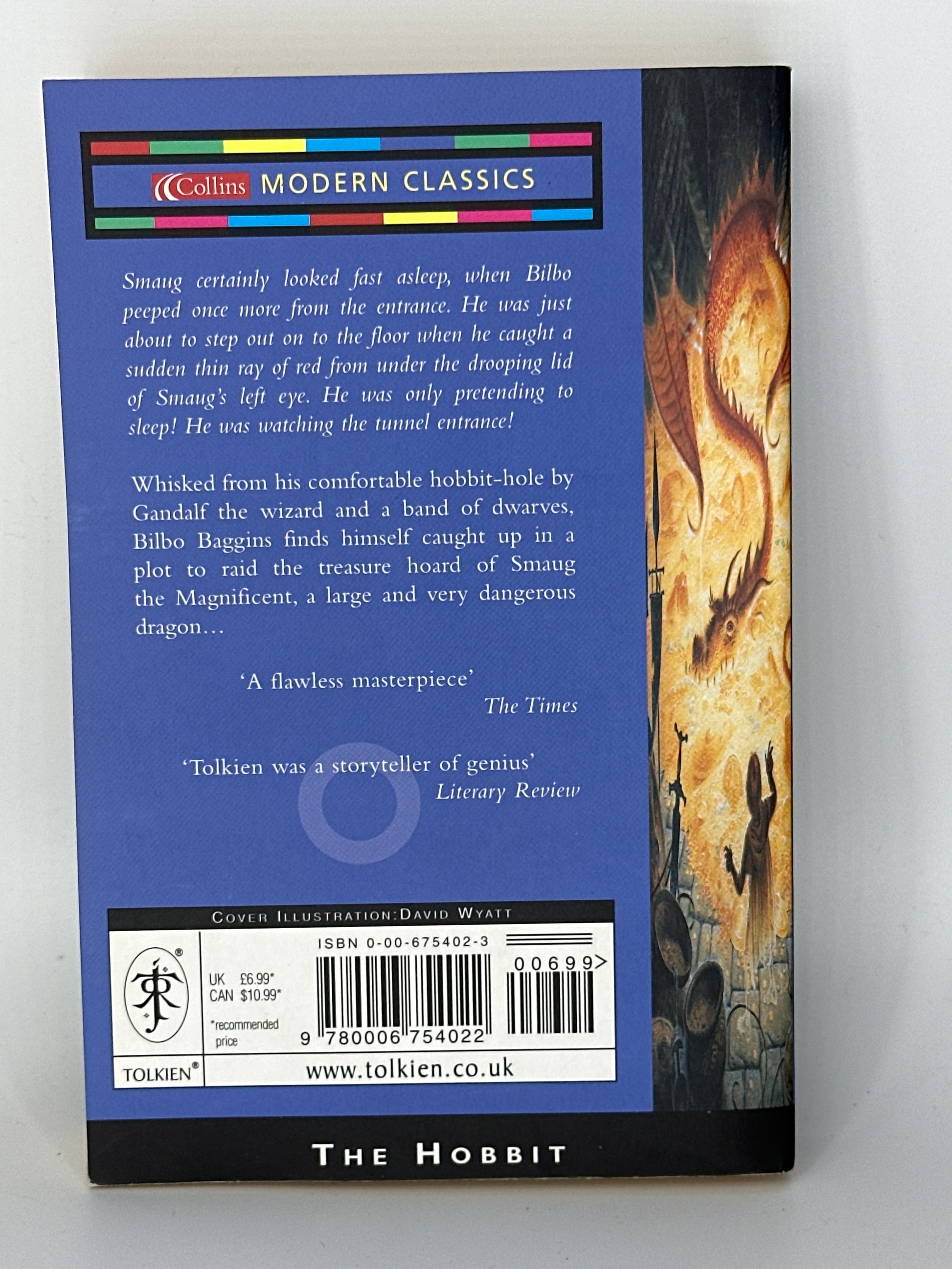 JRR Tolkien The Hobbit actual back cover used books