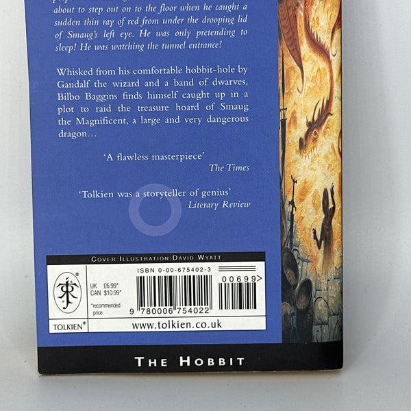 JRR Tolkien The Hobbit actual back cover used books