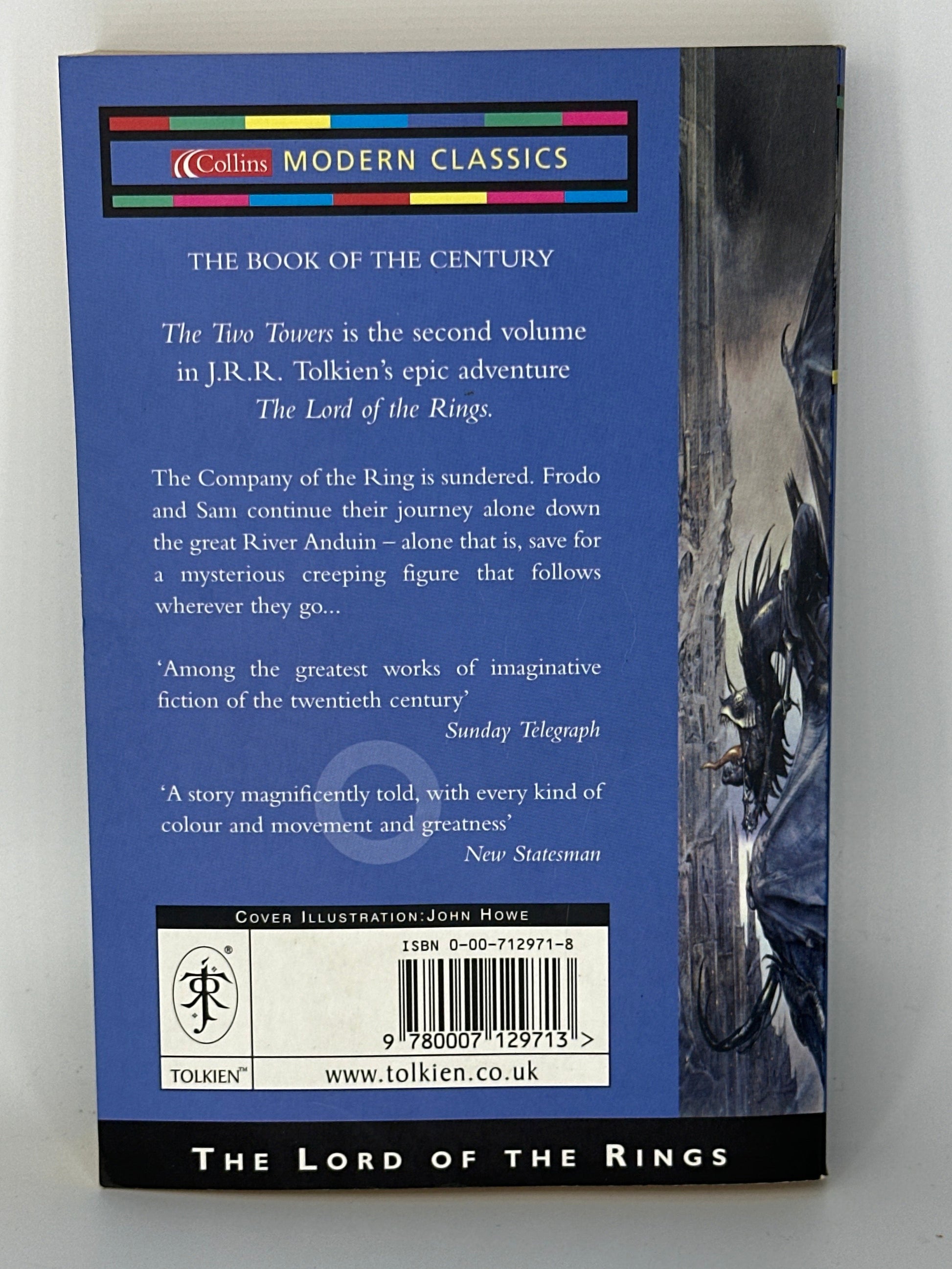 JRR Tolkien The Two Towers (Lord of the Rings, Book Two) actual back cover used books