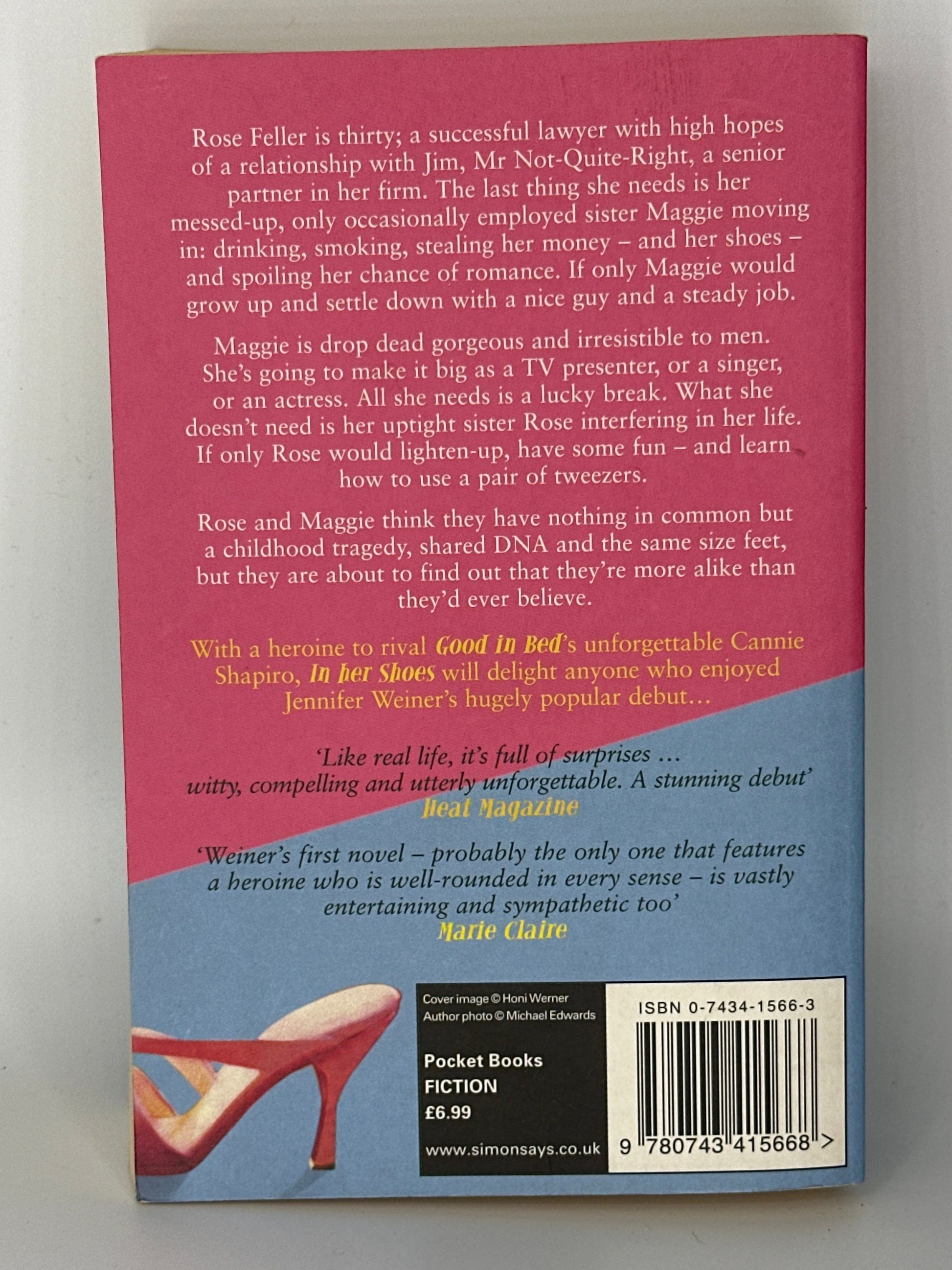 Jennifer Weiner In Her Shoes actual back cover used books