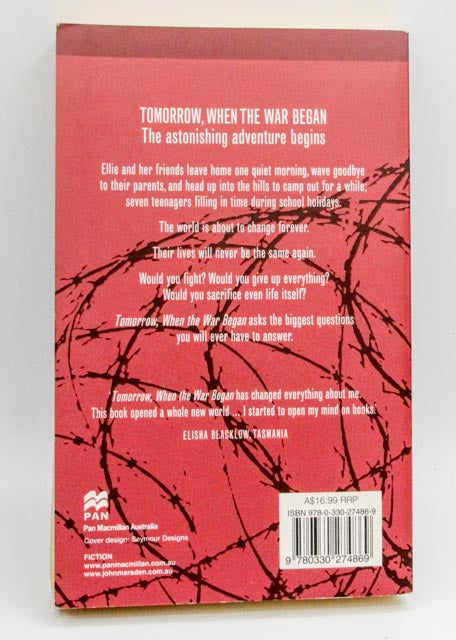 John Marsden Tomorrow When the War Began actual back cover used books