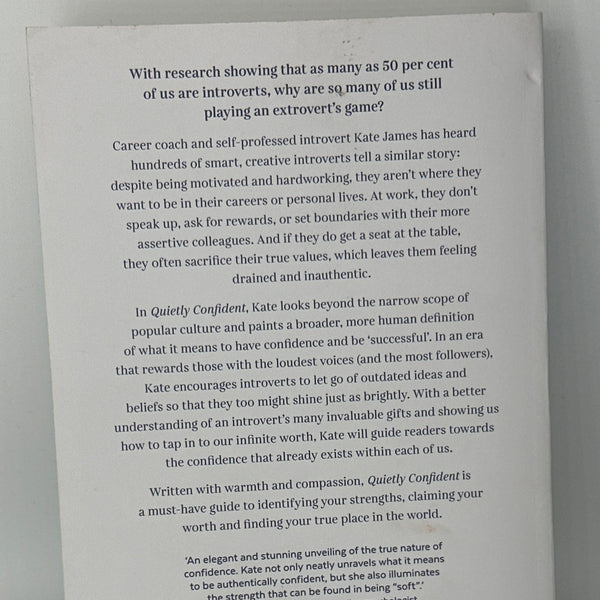 Kate James Quietly Confident: An Introvert's Guide to Knowing and Expressing Your Worth actual back cover used books