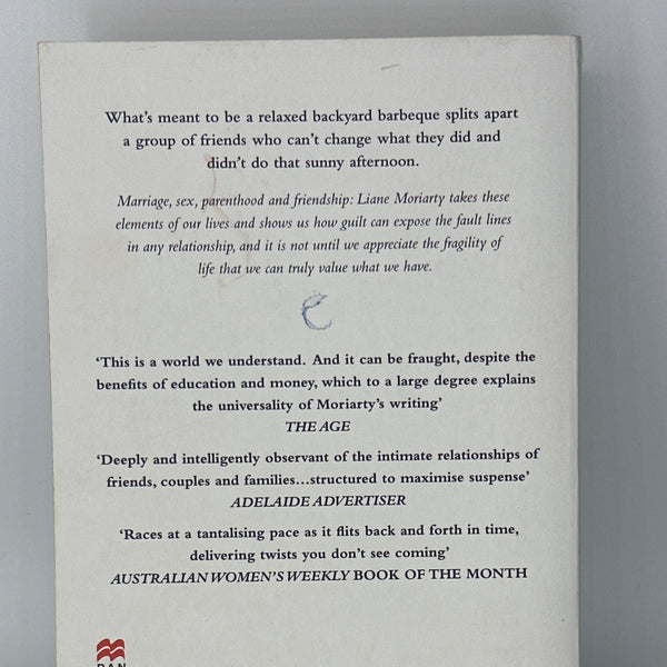 Liane Moriarty Truly Madly Guilty actual back cover used books