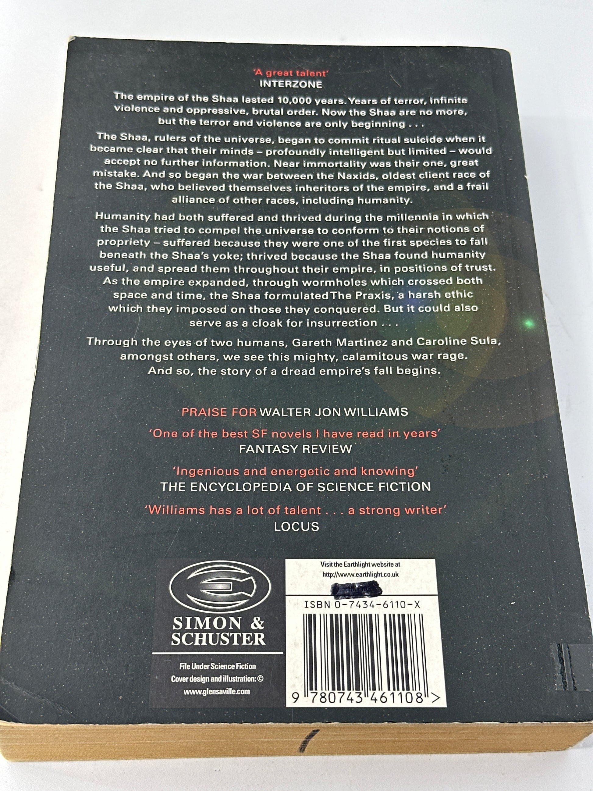 Walter Jon Williams Praxis back cover image