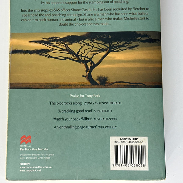 Tony Park Safari back cover image text and photo