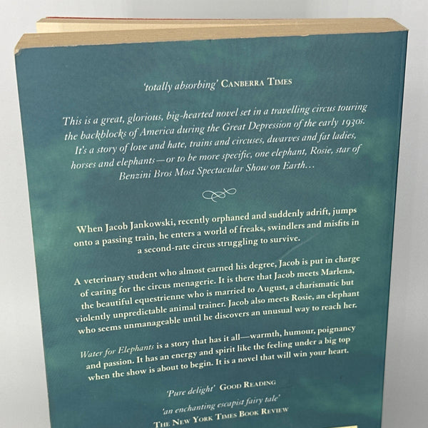 Sara Gruen Water for Elephants-a Novel actual back cover used books