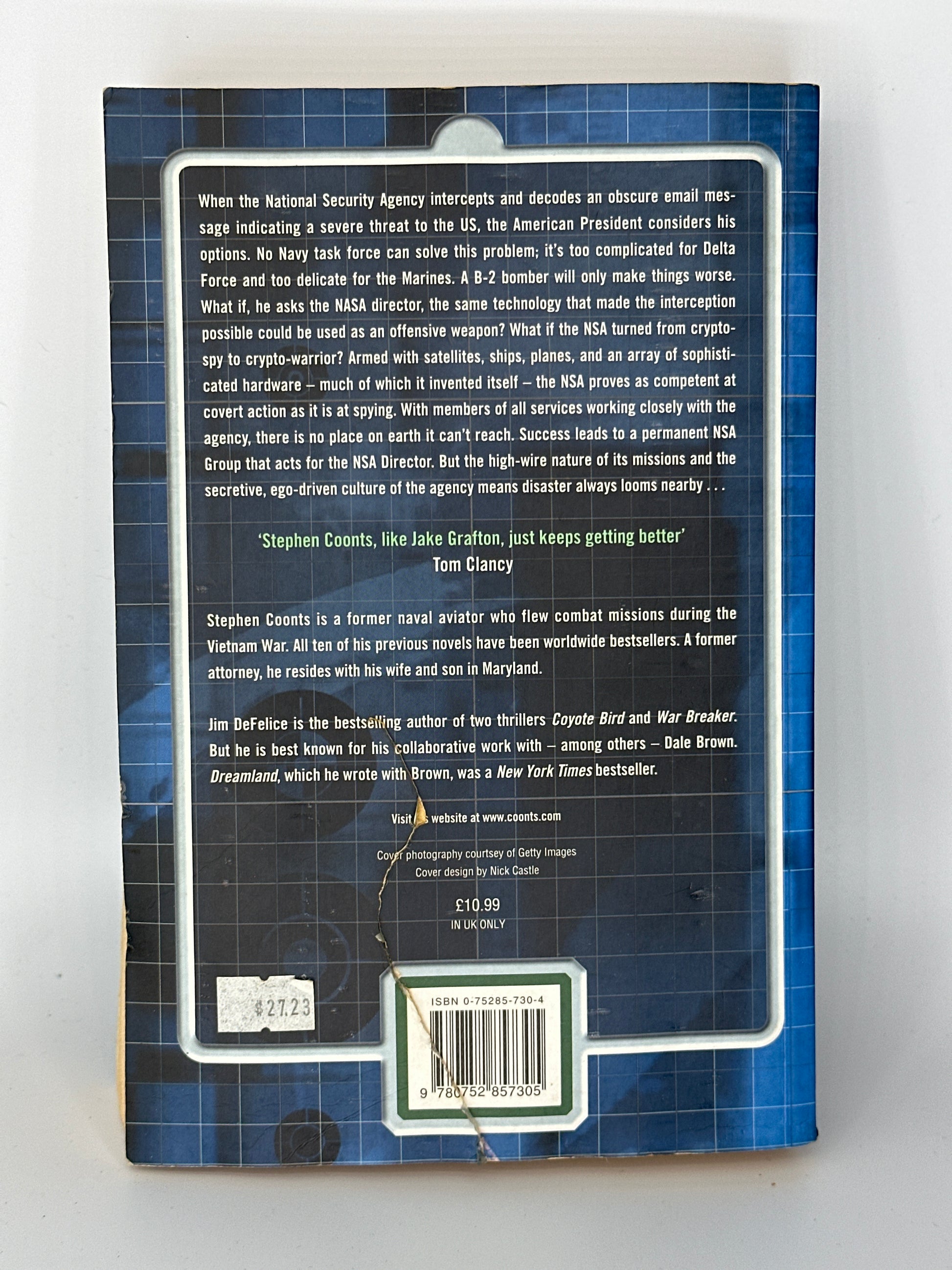 Stephen Coonts Deep Black actual back cover used books