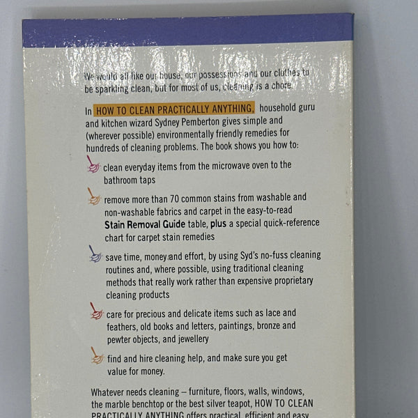 Sydney Pemberton How To Clean Practically Anything actual back cover used books